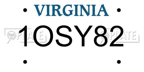 1OSY82 Virginia License Plate