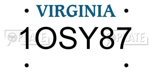 1OSY87 Virginia License Plate