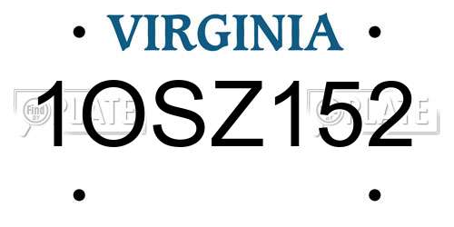 1OSZ152 Virginia License Plate