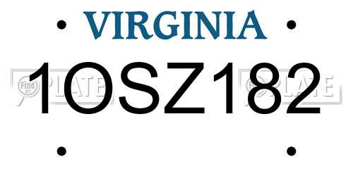 1OSZ182 Virginia License Plate