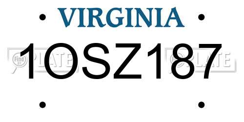 1OSZ187 Virginia License Plate