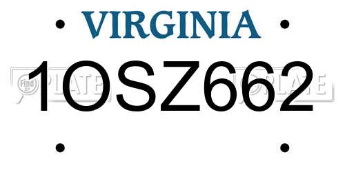 1OSZ662 Virginia License Plate