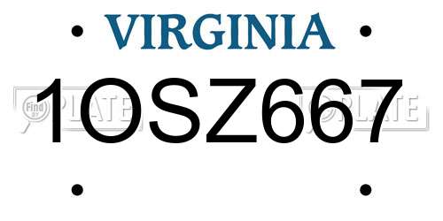 1OSZ667 Virginia License Plate