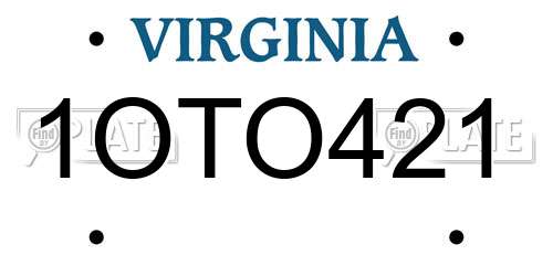 1OTO421 Virginia License Plate