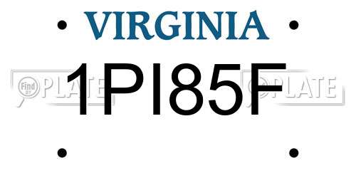 1PI85F Virginia License Plate