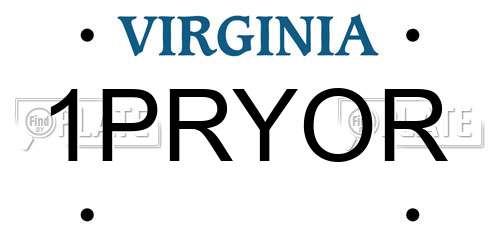 1PRYOR Virginia License Plate