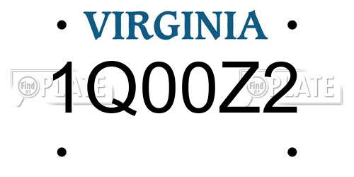 1Q00Z2 Virginia License Plate