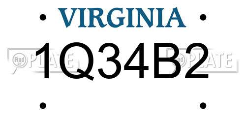 1Q34B2 Virginia License Plate