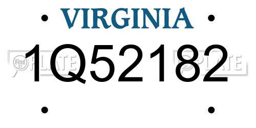 1Q52182 Virginia License Plate