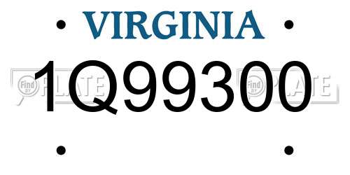 1Q99300 Virginia License Plate