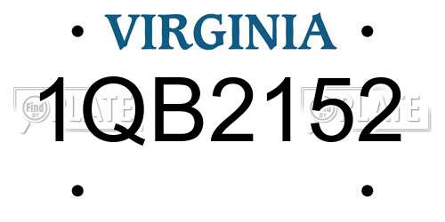 1QB2152 Virginia License Plate