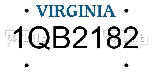 1QB2182 Virginia License Plate