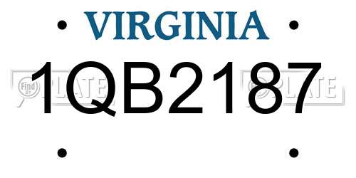1QB2187 Virginia License Plate
