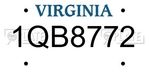 1QB8772 Virginia License Plate