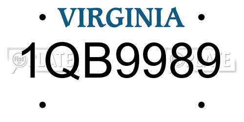 1QB9989 Virginia License Plate