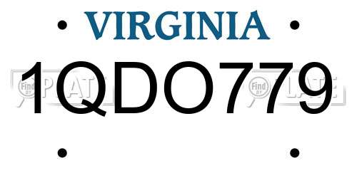 1QDO779 Virginia License Plate