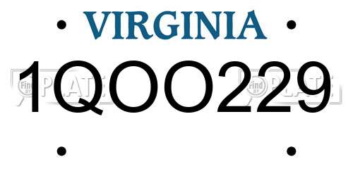 1QOO229 Virginia License Plate