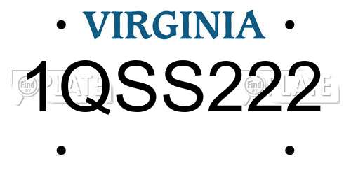 1QSS222 Virginia License Plate