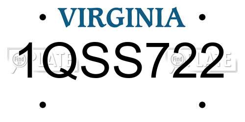1QSS722 Virginia License Plate