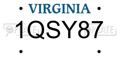 1QSY87 Virginia License Plate