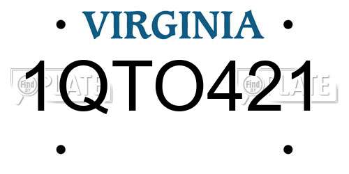 1QTO421 Virginia License Plate