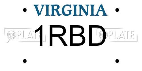 1RBD Virginia License Plate