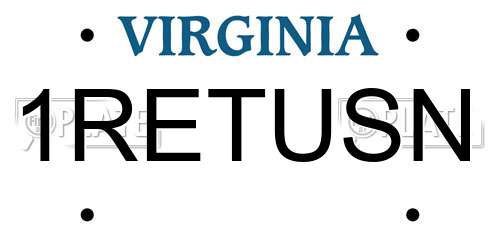 1RETUSN Virginia License Plate