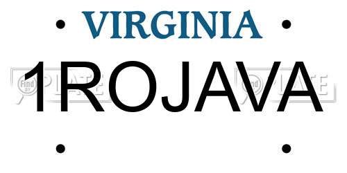 1ROJAVA Virginia License Plate