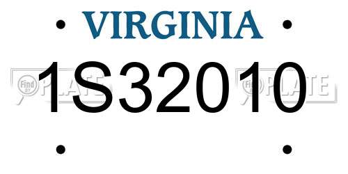 1S32010 Virginia License Plate