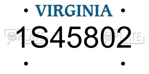 1S45802 Virginia License Plate