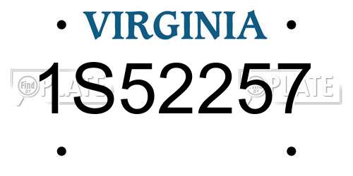 1S52257 Virginia License Plate