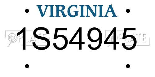 1S54945 Virginia License Plate