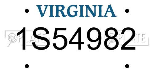 1S54982 Virginia License Plate