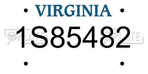 1S85482 Virginia License Plate