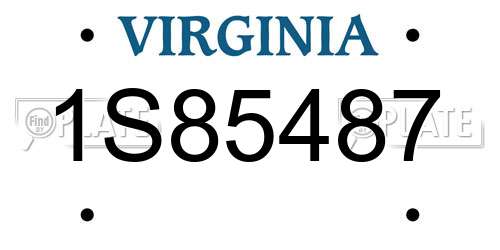 1S85487 Virginia License Plate
