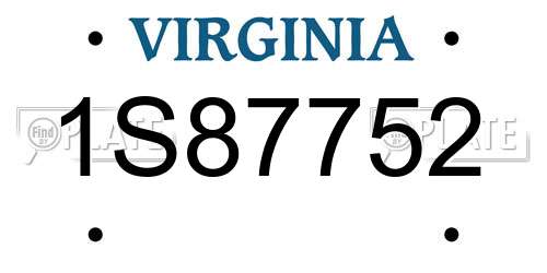 1S87752 Virginia License Plate