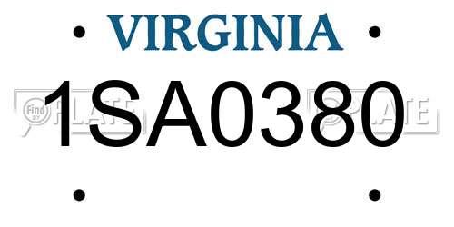 1SA0380 Virginia License Plate