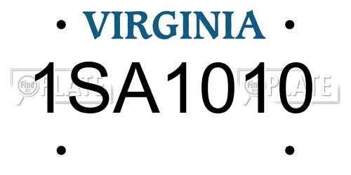 1SA1010 Virginia License Plate