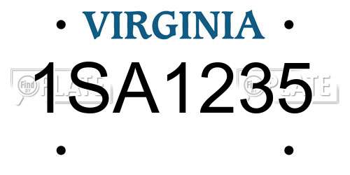 1SA1235 Virginia License Plate