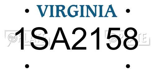 1SA2158 Virginia License Plate