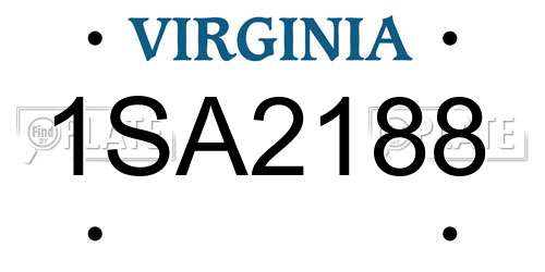 1SA2188 Virginia License Plate