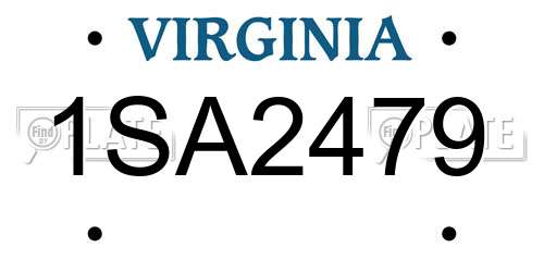 1SA2479 Virginia License Plate