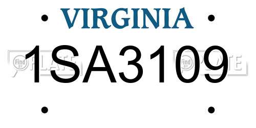 1SA3109 Virginia License Plate
