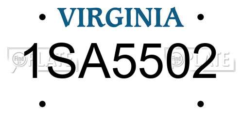 1SA5502 Virginia License Plate