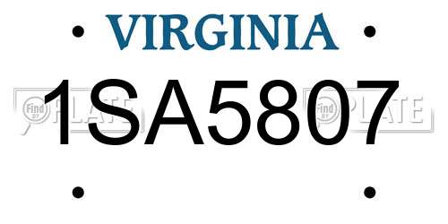 1SA5807 Virginia License Plate