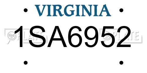 1SA6952 Virginia License Plate
