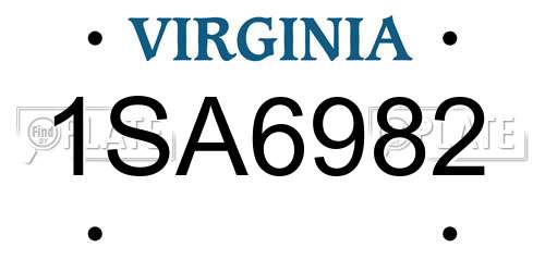 1SA6982 Virginia License Plate