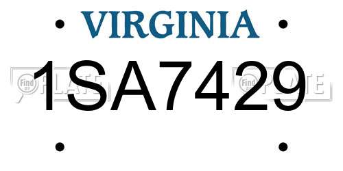 1SA7429 Virginia License Plate