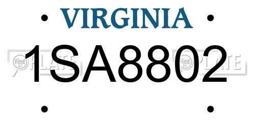 1SA8802 Virginia License Plate