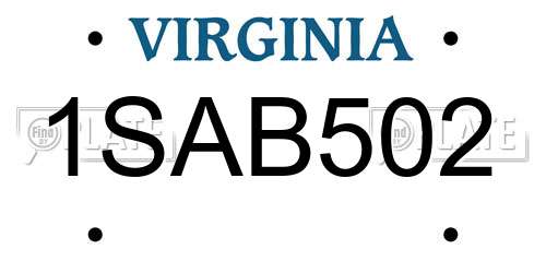 1SAB502 Virginia License Plate